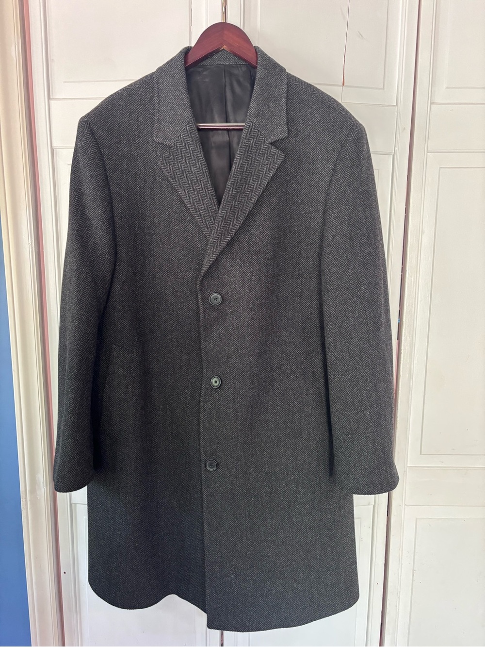 Ralph Lauren Dark Gray Herringbone Wool Pea Coat